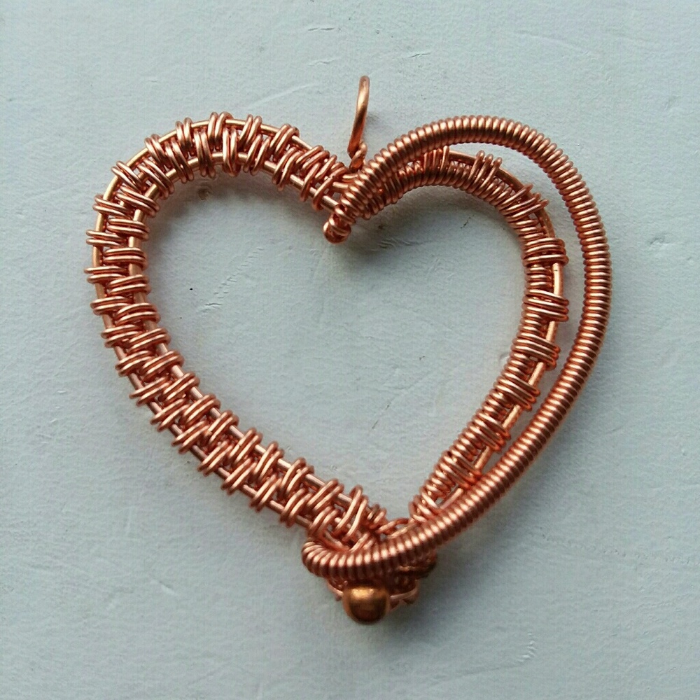 Handmade wire wrap heart pendant
